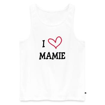 I Love Mamie - Débardeur bio Premium Homme - blanc - Devant - Michal (187cm)