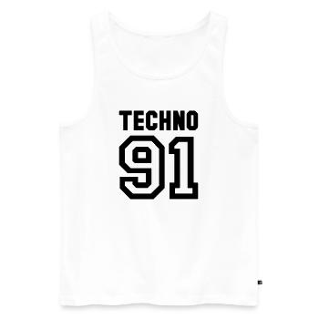 TECHNO Rave Techno 90s 90er - Männer Premium Bio Tank Top - Weiß - Vorne - AI Model Male 178 light (178cm)