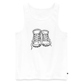For lovers of hiking: hiking boots. - Men's Premium Organic Tank Top - white - Front - AI Model Male 178 light (178cm)