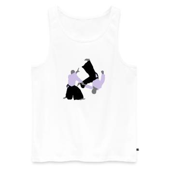aikido - Men's Premium Organic Tank Top - white - Front - Michal (187cm)