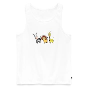 Happy Wildtiere Comic I Beste Freunde Tiere - Männer Premium Bio Tank Top - Weiß - Vorne - Michal (187cm)