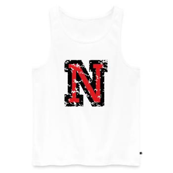N (Vintage Rot) Buchstabe N - Männer Premium Bio Tank Top - Weiß - Vorne - AI Model Male 178 light (178cm)