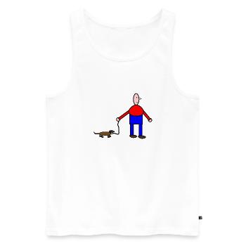 Dessin humoristique animalier et humain - Débardeur bio Premium Homme - blanc - Devant - Michal (187cm)