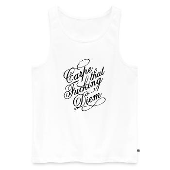 Carpe that fucking diem - Männer Premium Bio Tank Top - Weiß - Vorne - AI Model Male 178 light (178cm)
