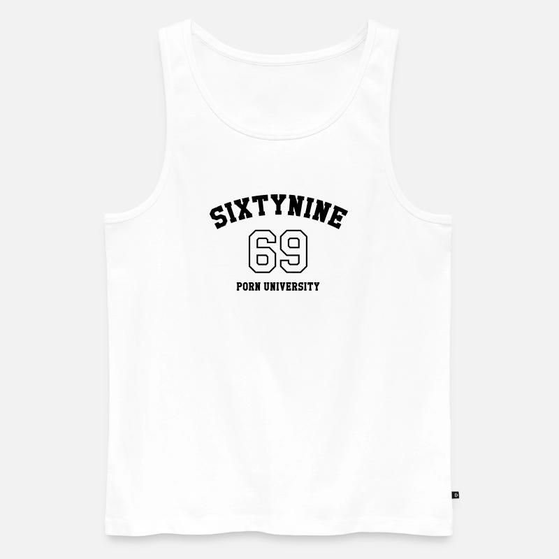 69 Porn University - Männer Premium Bio Tank Top - Weiß