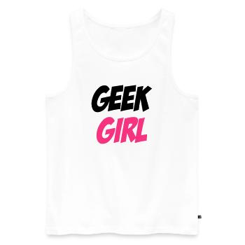Geek Girl - Männer Premium Bio Tank Top - Weiß - Vorne - AI Model Male 178 light (178cm)