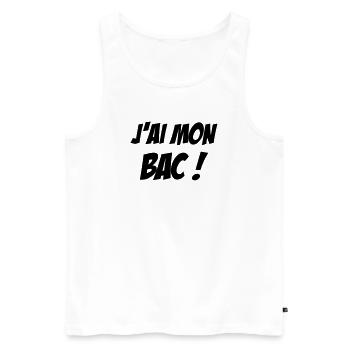 J'ai mon BAC ! - Débardeur bio Premium Homme - blanc - Devant - AI Model Male 178 light (178cm)