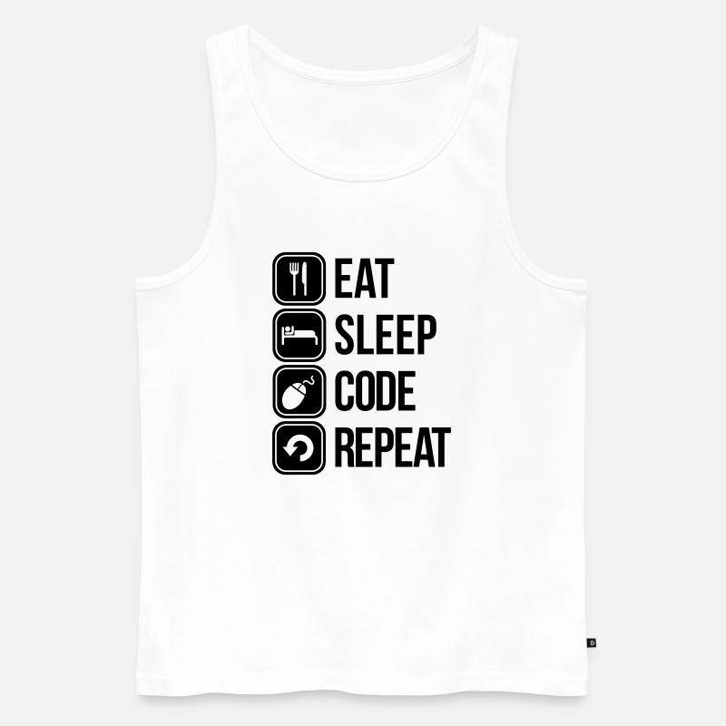 eat sleep code - Männer Premium Bio Tank Top - Weiß