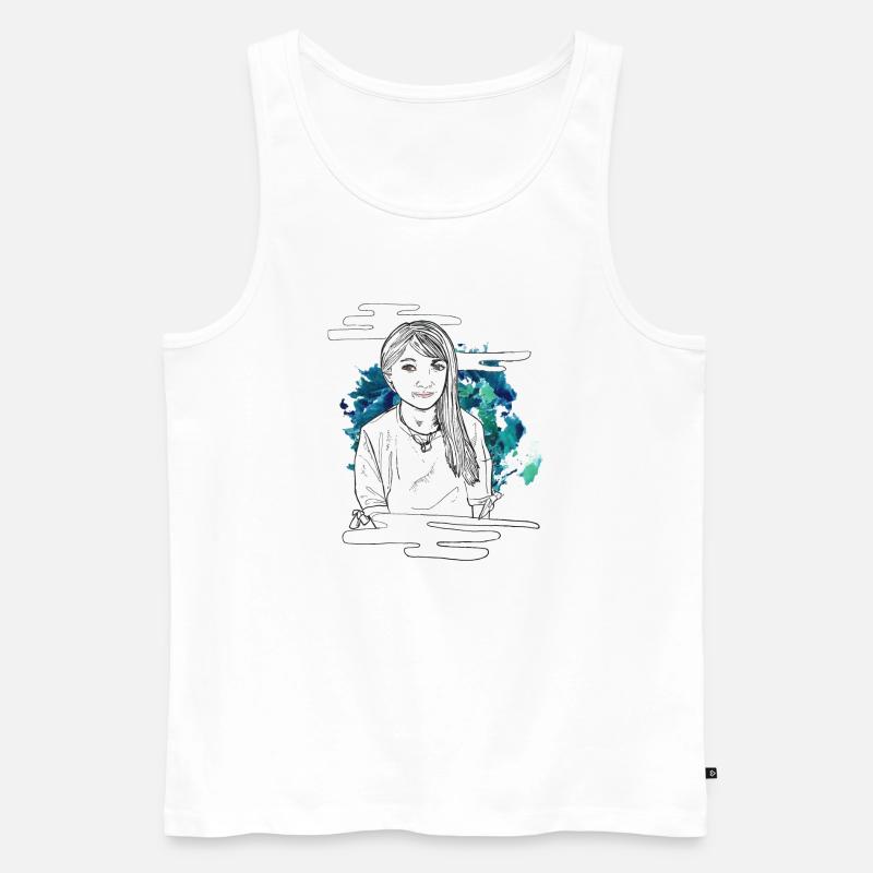 Lächelndes Mädchen mit Muster - Männer Premium Bio Tank Top - Weiß