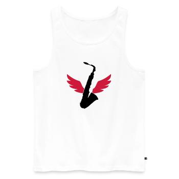 Saxophone / Saxophon - Men's Premium Organic Tank Top - white - Front - AI Model Male 178 light (178cm)