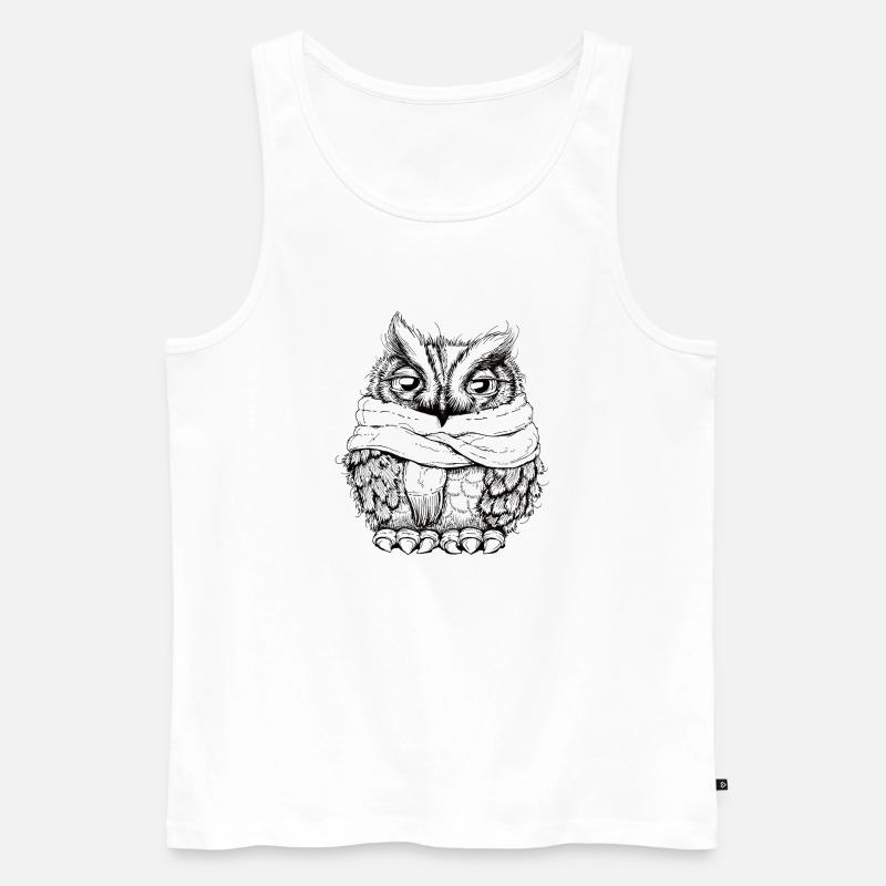 Frierende Eule - Männer Premium Bio Tank Top - Weiß