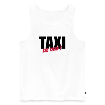 Taxi de ouf ! - Débardeur bio Premium Homme - blanc - Devant - Michal (187cm)