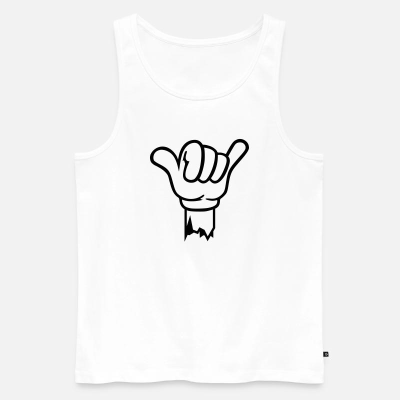 geste hand shaka - Männer Premium Bio Tank Top - Weiß