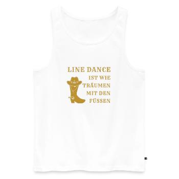 Motto: Line Dance ist wie Träumen mit den Füßen - Männer Premium Bio Tank Top - Weiß - Vorne - Michal (187cm)