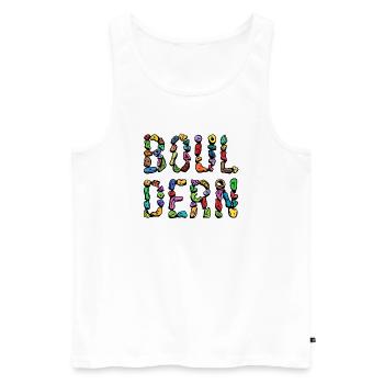 Bouldering boulder climbing scripture mountaineering - Men's Premium Organic Tank Top - white - Front - AI Model Male 178 light (178cm)