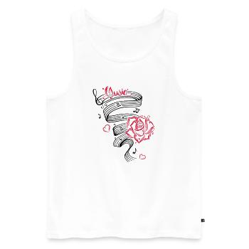 Music notes with music sheet and rose. - Men's Premium Organic Tank Top - white - Front - AI Model Male 178 light (178cm)