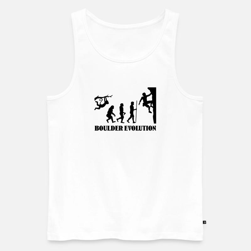 Boulder Evolution Klettern Bergsteigen Boulderer - Männer Premium Bio Tank Top - Weiß
