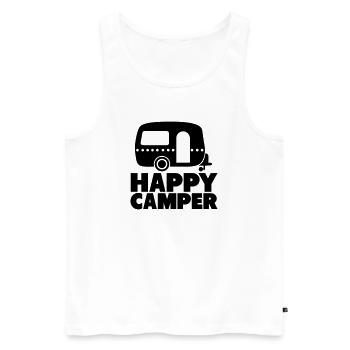 happy camper - Männer Premium Bio Tank Top - Weiß - Vorne - AI Model Male 178 light (178cm)