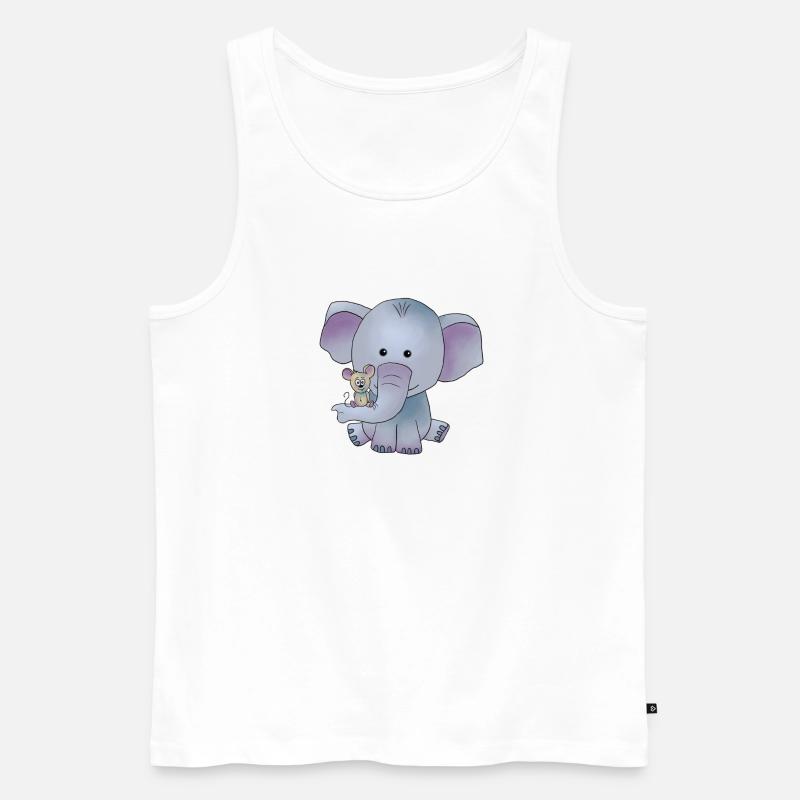 Elefant mit Maus - Männer Premium Bio Tank Top - Weiß