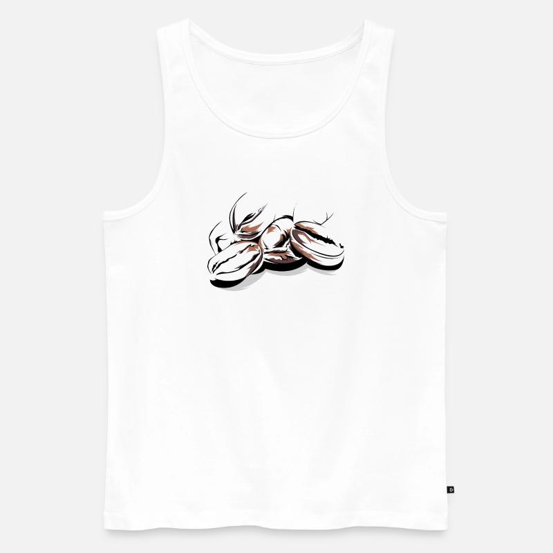 Kaffeebohnen Cafe Illustration Logo Kaffeezeit - Männer Premium Bio Tank Top - Weiß