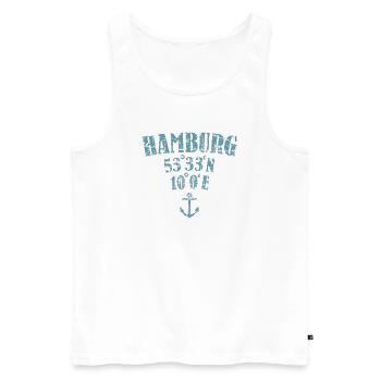 Hamburg Koordinaten - Männer Premium Bio Tank Top - Weiß - Vorne - Michal (187cm)