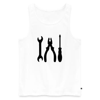 tools - Men's Premium Organic Tank Top - white - Front - AI Model Male 178 light (178cm)