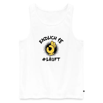 18. Geburtstag Achtzehn Jahre Volljährig Spruch - Männer Premium Bio Tank Top - Weiß - Vorne - Michal (187cm)