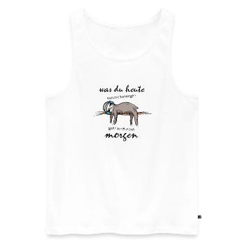 Faultier Schlaf Kopfhörer lustige Sprüche Symbol - Männer Premium Bio Tank Top - Weiß - Vorne - Michal (187cm)