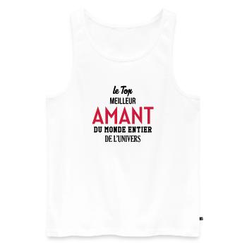 Amant / Maîtresse / Sexy / Sexe / Drague / Mariage - Men's Premium Organic Tank Top - white - Front - AI Model Male 178 light (178cm)