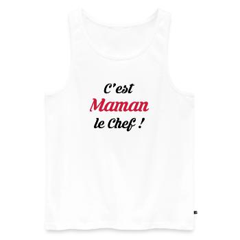 Maman - Fête des Mères - Bébé - Cuisine - Chef - Débardeur bio Premium Homme - blanc - Devant - Michal (187cm)