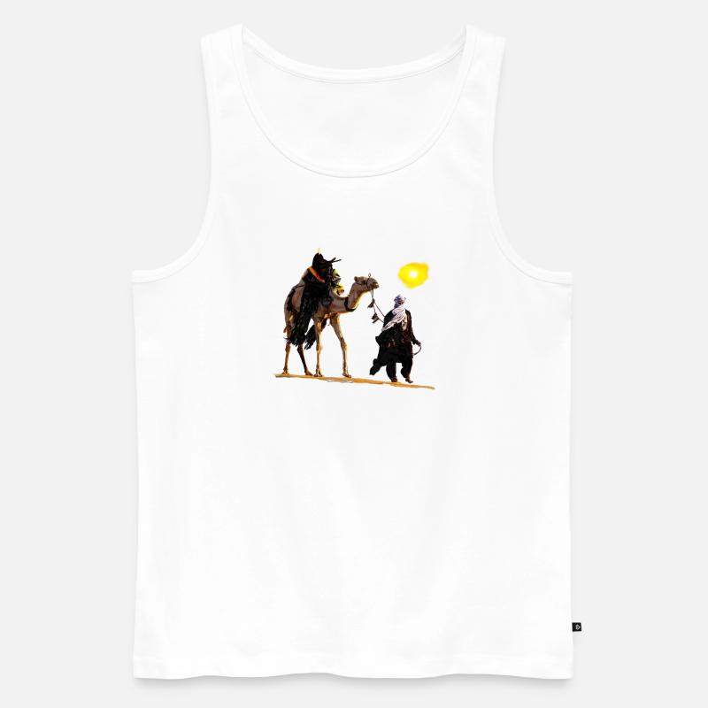 Beduine mit Kamel - Männer Premium Bio Tank Top - Weiß