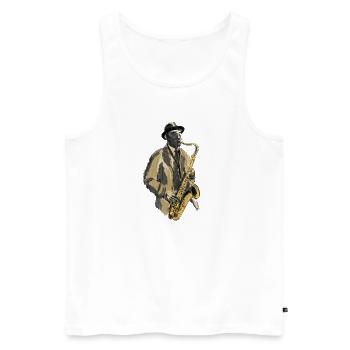 saxophon - Men's Premium Organic Tank Top - white - Front - AI Model Male 178 light (178cm)
