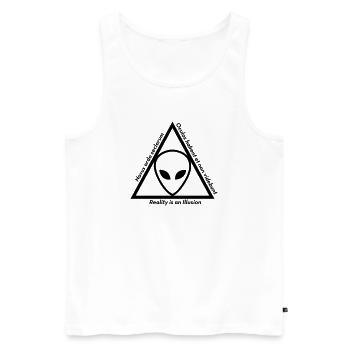 Ovni Ufo Extraterrestre Espace Geek Planète - Débardeur bio Premium Homme - blanc - Devant - AI Model Male 178 light (178cm)