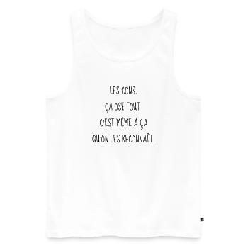 Cinéma / Citation / Série télé / Geek - Débardeur bio Premium Homme - blanc - Devant - Michal (187cm)