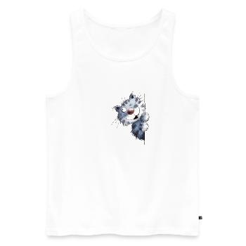 Chat bleu drôle pour les amis de chat - Débardeur bio Premium Homme - blanc - Devant - Michal (187cm)