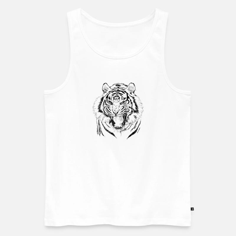 Tiger - Männer Premium Bio Tank Top - Weiß