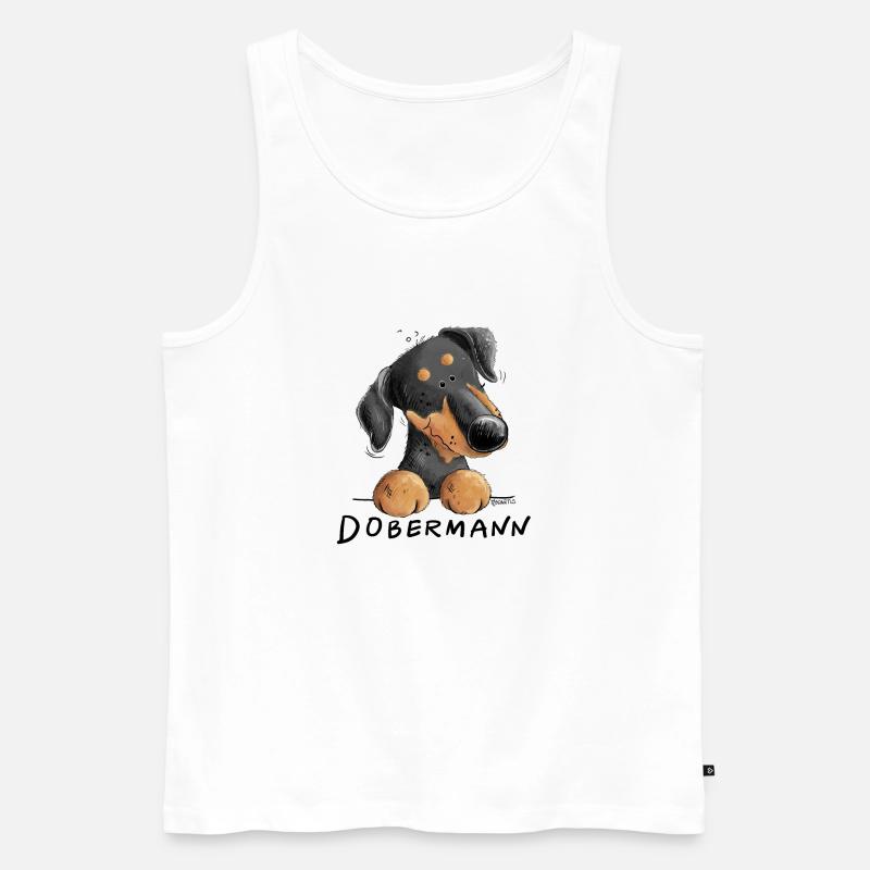 Lustiger Dobermann I Hund Comic - Männer Premium Bio Tank Top - Weiß