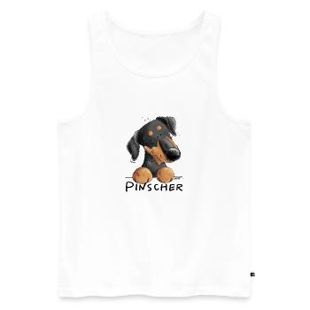 Lustiger Pinscher I Hund Comic - Männer Premium Bio Tank Top - Weiß - Vorne - Michal (187cm)