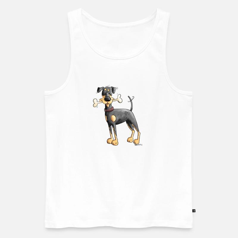 Dobermann Oder Pinscher mit Knochen - Männer Premium Bio Tank Top - Weiß