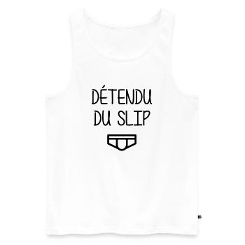 Détendu du Slip ! Humour Cool Fun Drôle Vacances - Débardeur bio Premium Homme - blanc - Devant - AI Model Male 178 light (178cm)