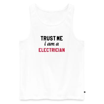 Electricien / Electricité / Travail / Métier / Job - Débardeur bio Premium Homme - blanc - Devant - Michal (187cm)