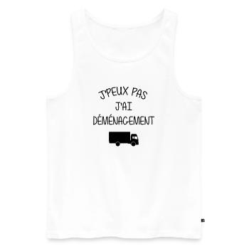 Déménageur / Déménagement / Déménager / Camion - Débardeur bio Premium Homme - blanc - Devant - AI Model Male 178 light (178cm)