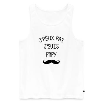 Papy Papi Bébé Naissance Grand Père Amour - Débardeur bio Premium Homme - blanc - Devant - AI Model Male 178 light (178cm)