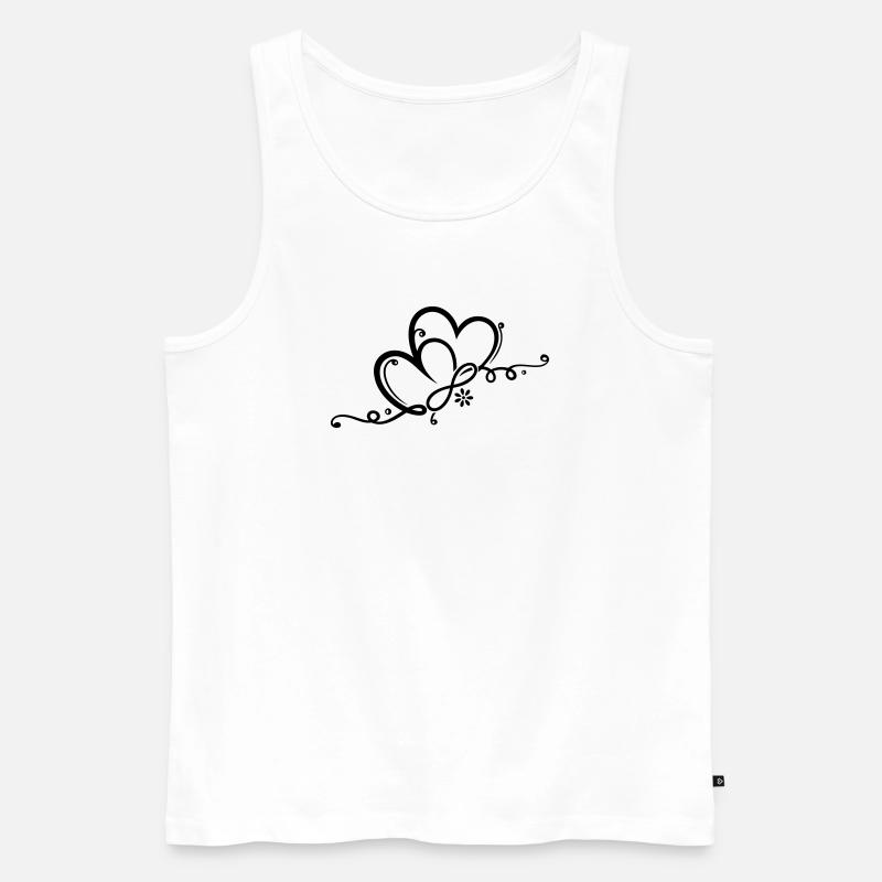 Zwei Herzen mit Blume und infinity - Männer Premium Bio Tank Top - Weiß