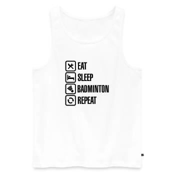 Eat Sleep Badminton Repeat - Débardeur bio Premium Homme - blanc - Devant - Michal (187cm)