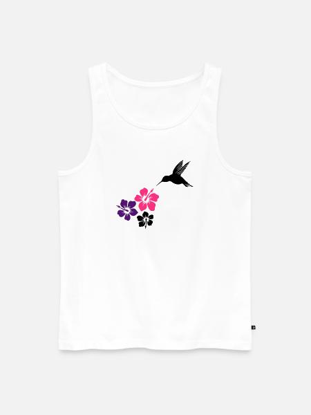 Colibri avec des fleurs d'hibiscus - Débardeur bio Premium Homme - blanc