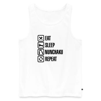 Eat Sleep Nunchaku Repeat - Männer Premium Bio Tank Top - Weiß - Vorne - AI Model Male 178 light (178cm)
