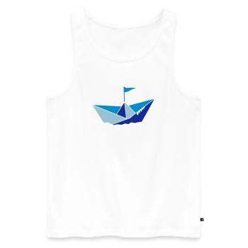 kleines Papierschiffchen im Wasser mit Flagge - Männer Premium Bio Tank Top - Weiß - Vorne - AI Model Male 178 light (178cm)