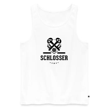 Schlosser Zunftzeichen mit Schriftzug - Männer Premium Bio Tank Top - Weiß - Vorne - Michal (187cm)