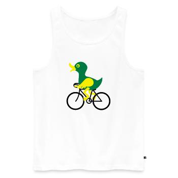 Eine Ente fährt Fahrrad - Männer Premium Bio Tank Top - Weiß - Vorne - Michal (187cm)